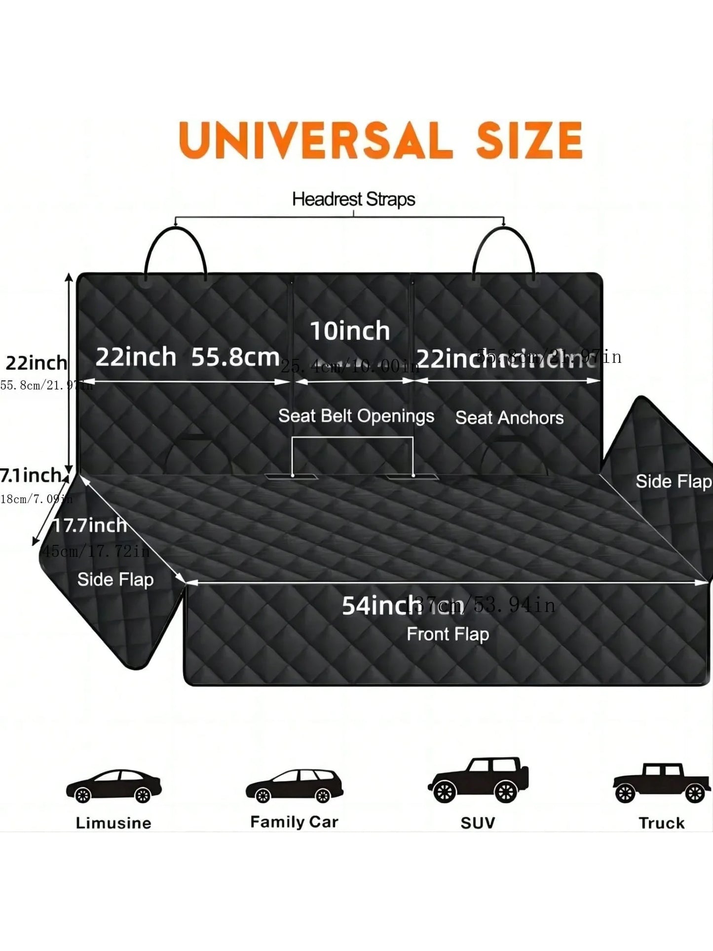 Waterproof Pet Car Seat Cover Protector with Middle Seat Armrest